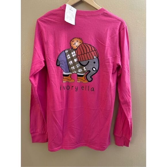 New Ella Ivory | Shirts & Tops | Women’s Long Sleeve Pink Elephant Pull Over Shi - Picture 1 of 7